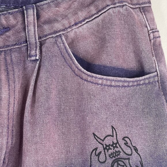 Skater Grunge Cyber Punk Womens Wide Leg Flare Jeans Cargo Pockets 28” x 29.5” - Picture 5 of 15